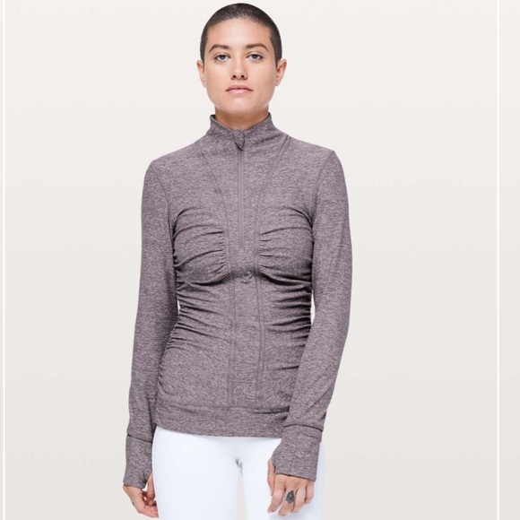LULULEMON Cypress Kiss 1/2 Zip Top In Heathered Lunar Rock 10 Purple Long Sleeve - Picture 2 of 12